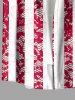 Plus Size Patriotic American Flag Floral Lace 3D Print Buttons Pocket Shirt For Men -  