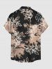 Plus Size Flower Leaf Paint Splatter Print Buttons Pocket Hawaii Shirt For Men -  