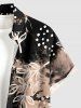 Plus Size Flower Leaf Paint Splatter Print Buttons Pocket Hawaii Shirt For Men -  