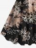Plus Size Flower Leaf Paint Splatter Print Hawaii Tank Dress - Noir 4X