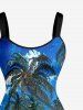 Plus Size Oil Painting Coconut Tree Seascape Cloud Print Hawaii Tank Dress -  