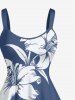 Hibiscus Flower Leaf Print Hawaii Tank Dress -  