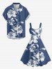 Hibiscus Flower Leaf Print Hawaii Tank Dress -  