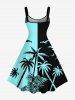 Coconut Tree Bird Colorblock Print Hawaii Tank Dress -  