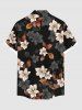 Plus Size Leaf Flower Print Hawaii Button Pocket Shirt For Men - Noir 2XL