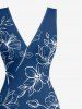 Leaf Flower Print Hawaii Ruffles Split Dress -  