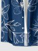 Plus Size Leaf Flower Print Hawaii Button Pocket Shirt For Men - Cadetblue S