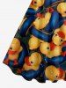 Cute Duck Swimming Ring Print Hawaii A Line Dress -  