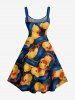 Cute Duck Swimming Ring Print Hawaii A Line Dress -  