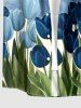 Tulip Flower Painting Print Hawaii Button Pocket Shirt For Men -  