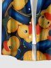 Cute Duck Swimming Ring Print Hawaii Button Pocket Shirt For Men -  