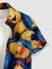 Cute Duck Swimming Ring Print Hawaii Button Pocket Shirt For Men -  