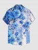 Flowers Leaf Paint Splatter Print Buttons Pocket Hawaii Shirt For Men -  