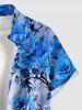 Flowers Leaf Paint Splatter Print Buttons Pocket Hawaii Shirt For Men -  