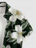 Flower Leaf Print Buttons Pocket Hawaii Shirt For Men -  