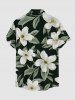 Flower Leaf Print Buttons Pocket Hawaii Shirt For Men -  