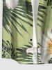Flowers Leaf Tropical Print Buttons Pocket Hawaii Shirt For Men -  