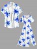 Ombre Flowers Print Split Hawaii Midi Dress - Bleu XXS