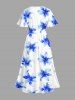 Ombre Flowers Print Split Hawaii Midi Dress - Bleu XS