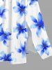 Ombre Flowers Print Split Hawaii Midi Dress - Bleu 4X