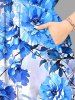 Flowers Leaf Paint Splatter Print Split Hawaii Midi Dress -  