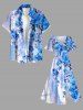 Flowers Leaf Paint Splatter Print Split Hawaii Midi Dress -  