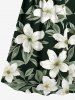 Flower Leaf Print Surplice Hawaii Cami Dress - Vert profond 1X