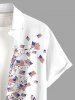 Plus Size Patriotic American Flag Butterfly Print Buttons Pocket Shirt For Men - Blanc 4XL
