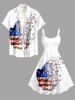 Plus Size Patriotic American Flag Butterfly Print Tank Dress -  