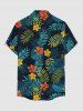 Plus Size Troipical Flower Leaf Print Buttons Pocket Hawaii Shirt For Men -  