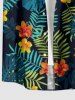 Plus Size Troipical Flower Leaf Print Buttons Pocket Hawaii Shirt For Men -  