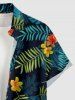 Plus Size Troipical Flower Leaf Print Buttons Pocket Hawaii Shirt For Men -  