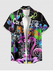 Spider Web Butterfly Swan Letter Flower Print Hawaii Button Pocket Shirt For Men - Pourpre  6XL