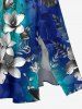 Ombre Flower Leaf Branch Print Plus Size Matching Hawaii Beach Outfit For Couples -  