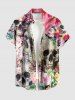 Skulls Newspaper Flower Print Matching Hawaii Beach Outfit For Couples -  