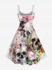 Skulls Newspaper Flower Print Matching Hawaii Beach Outfit For Couples -  