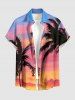 Matching Hawaii Shirt and Romper Beach Outfit Coconut Tree Ombre Sky Cloud Printed for Couples -  