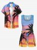 Matching Hawaii Shirt and Romper Beach Outfit Coconut Tree Ombre Sky Cloud Printed for Couples -  