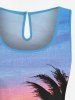 Matching Hawaii Shirt and Romper Beach Outfit Coconut Tree Ombre Sky Cloud Printed for Couples -  