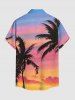 Matching Hawaii Shirt and Romper Beach Outfit Coconut Tree Ombre Sky Cloud Printed for Couples -  