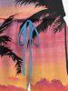 Matching Hawaii Shirt and Romper Beach Outfit Coconut Tree Ombre Sky Cloud Printed for Couples -  