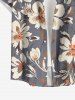 Plus Size Flower Print Hawaii Button Pocket Shirt For Men -  