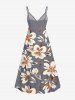 Robe débardeur trapèze à imprimé floral grande taille, style hawaïen, cache-cœur - Gris Clair XS
