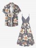 Robe débardeur trapèze à imprimé floral grande taille, style hawaïen, cache-cœur - Gris Clair XS