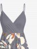 Robe débardeur trapèze à imprimé floral grande taille, style hawaïen, cache-cœur - Gris Clair XS