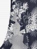 Hibiscus Flowers Tropical Leaf Print Hawaii Ruffles Split Surplice Dress -  