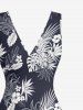 Hibiscus Flowers Tropical Leaf Print Hawaii Ruffles Split Surplice Dress -  