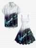 Dragon Ombre Print A Line Dress -  