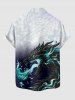 Chemise à poches boutonnées grande taille pour homme, imprimé dragon ombré. - Blanc XL