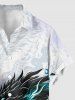 Chemise à poches boutonnées grande taille pour homme, imprimé dragon ombré. - Blanc XL